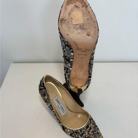 Jimmy Choo Glittering Gold Sequin Heels - Picture 5 of 7